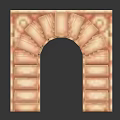 3D Rendered Arch Structure With Block Brick Pattern And Reflective Surface On Dark Background