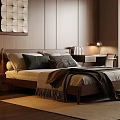 Cozy Wooden Bedroom Interior Design With Large Bed Bedside Lamp Area Rug And Window Desk