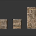 Three Wooden Crates In Various Sizes With Wooden Material And Metal Straps