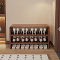 Wooden Shoe Bench With Multi Layer Storage For Organizing Shoes In Entryway