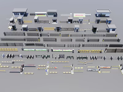 Various Security Gates Fences Railings And Barriers 3D Models Collection 3d model