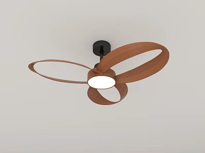 Modern Wooden Chandelier With Circular Ring Design And White Light Source On Ceiling 3d model