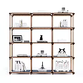 Modern Multi tiered Bookcase With Copper Frame Black Shelves And Books Photo Frame Decorations