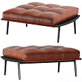 Modern Ottoman Bench Designs With Leather Cushion Wooden Frame And Patterned Seat