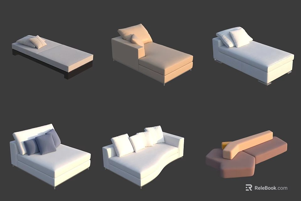 Modern Sectional Sofa With Various Styles Multiple Colors And Comfortable Pillows 3d model