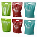 Reusable Plastic Bags Green Red Blue Colored With Handles For Daily Shopping Use