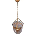 Vintage Hanging Chandelier With Gold Chain And Glass Shade For Interior Decor