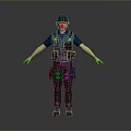 Tactical Police Game Movie Character In Dark Blue Uniform With Tactical Vest And Helmet