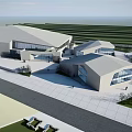 Modern Museum Building Architecture With Geometric Roof And Glass Facade Open Plaza