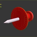 Red Push Pin With Round Red Top And White Sharp Point For Daily Use 3d model