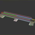 Modern Architectural Bridge Model With White Supports Glass Barrier And Gray Structure