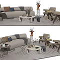 Modern sofa coffee table combination 3d model