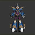 Armored Robot Character 3D Model with Blue Purple Gold Mechanical Futuristic Details
