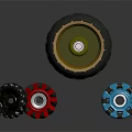 Colorful Mechanical Gears And Black Circular Component Featuring Red Blue Gray Parts