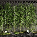 Landscape Bamboo Courtyard Bamboo Forest Landscape Wall Enclosure Eaves 3d model