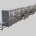 Industrial Equipment Production Line with Multiple Compartments Transparent Glass Windows Wheels and Small Table Beside