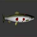 Decorative Fish Ornament With Silver White Body Red Spots And Green Fins