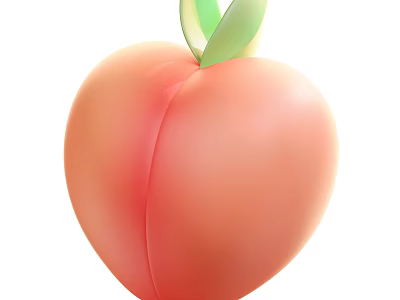 Fresh Ripe Juicy Pink Peach with Green Leaves and Smooth Skin 3d model