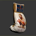 Boxing Gloves in White and Gold with a Boxer Print Design for Sports