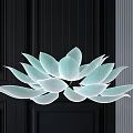 Modern Lotus Shaped Crystal Chandelier With Light Blue Petals On Dark Background