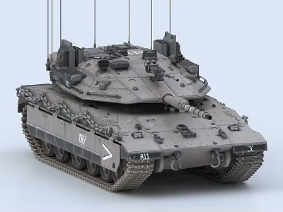 3D Rendered Military Tank With Tracks Cannon And Antennas Design 3d model