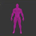 3D Rendered Human Figure With Purple Blue Neon Glowing Lines And Futuristic Design