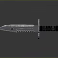 Tactical Serrated Knife With Silver Blade Black Textured Grip And Blade Hole