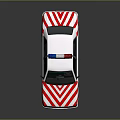 White Ambulance With Red White Stripes Blue Red Emergency Lights On Roof