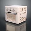 Compact White Kitchen Oven Appliance With Modern Control Knobs Glass Door And Ventilation Holes 3d model