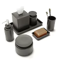 Matte Black Bathroom Accessories Set With Soap Dispenser Tissue Box And Toothbrush Holder