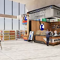 Modern Luckin Coffee Shop Interior Featuring Counter Shelves Customers And Large Windows