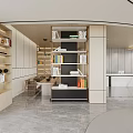 Elegant Modern Reception Area With Round White Sofa Black Coffee Table And Green Chairs