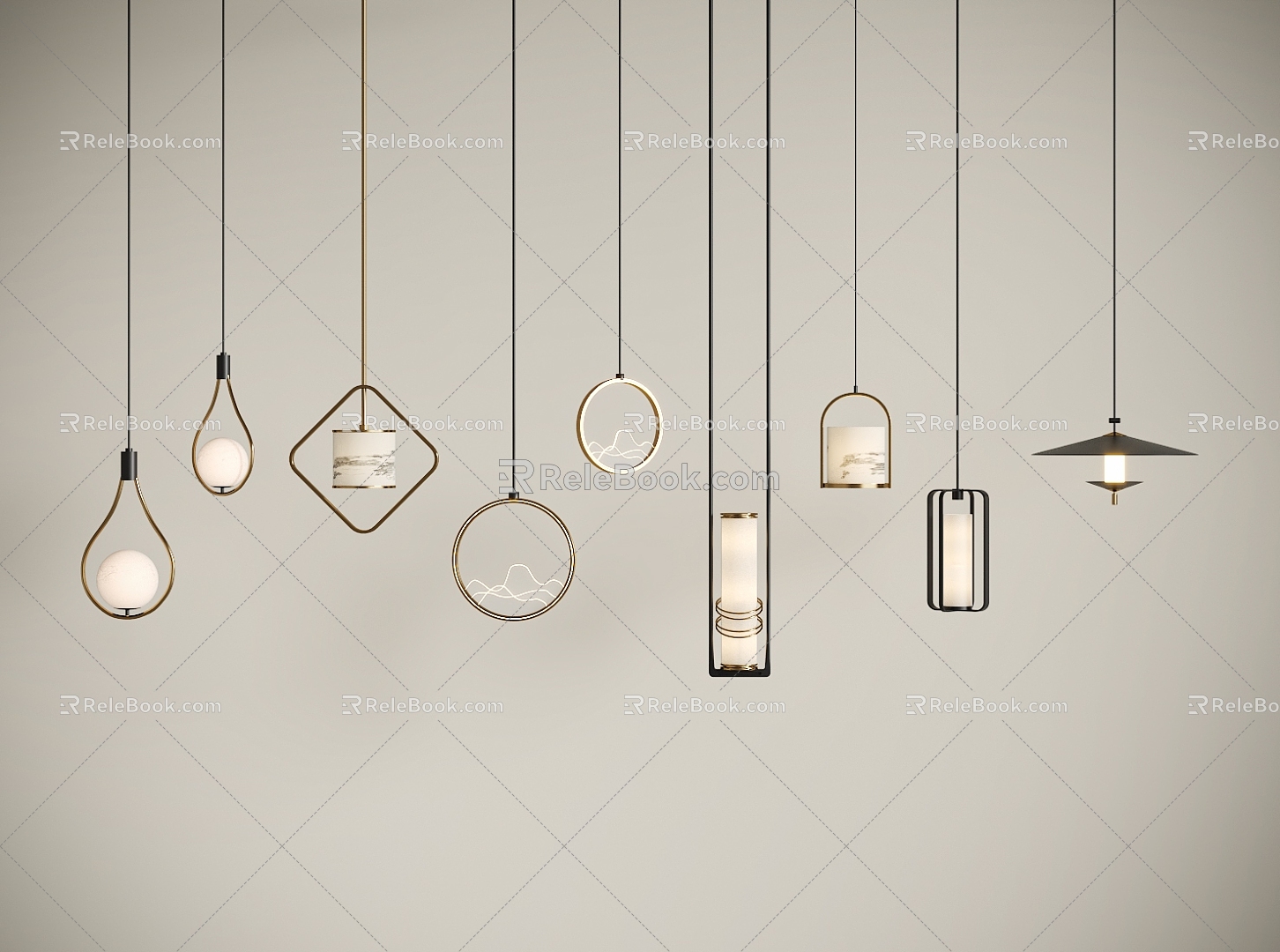 New Chinese Chandelier Combination 3d model