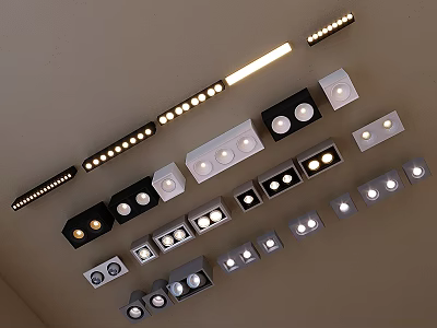 Various Types of Downlights and Spotlights with Modern LED Design and Styles 3d model