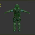 Tactical 3D Military Character With Armored Vest Helmet And Blue Arm Stripes Standing