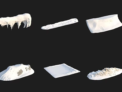 Collection Of White Sculptural Plaster Models In Various Shapes On Black Background 3d model