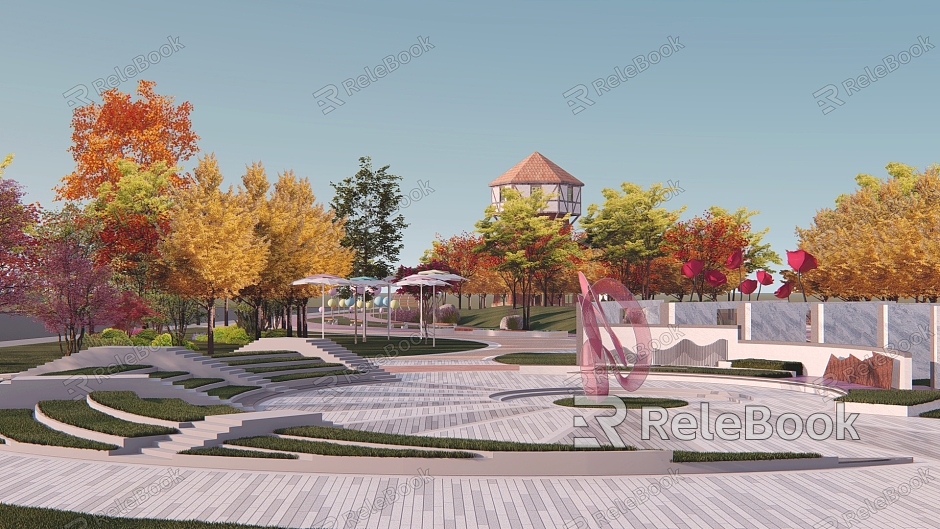 Modern Park Park Landscape model