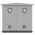 Industrial Outdoor Electrical Equipment Featuring Gray Exterior Multiple Units State Grid Logos And Warning Signs