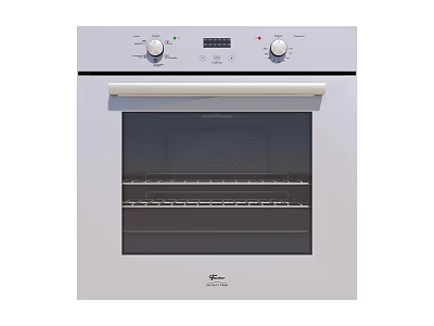 White Electric Kitchen Oven With Digital Control Panel And Glass Door 3d model