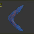 Red Curved Hand Carved Weapon With Carved Face And Eyes Details