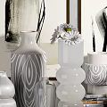 Stylish Decorative Ornament Set With Various Design Vases Fresh Flowers And Art Paintings