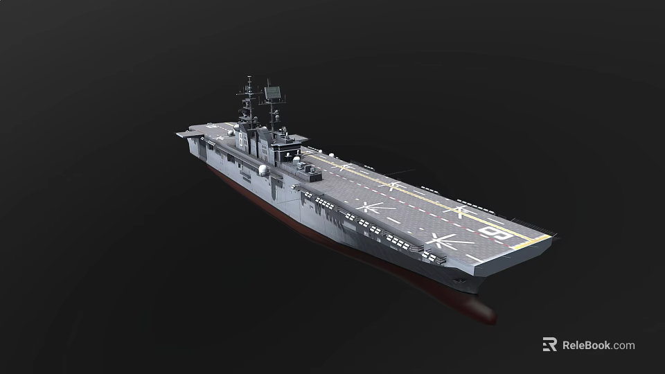 Aircraft Carrier With Flight Deck And Island Structure For Military Operations 3d model 