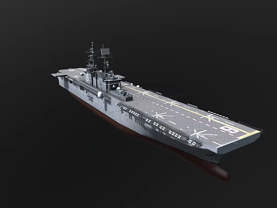 Aircraft Carrier With Flight Deck And Island Structure For Military Operations 3d model