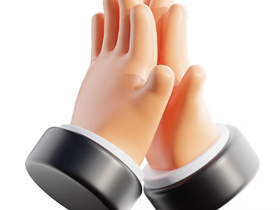 Two Human Hands Clapping Together With Black Formal Cuffs On Wrists 3d model