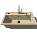 Modern Single Bowl Kitchen Sink With Beige Ceramic Finish And Faucet Design