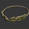 Decorative Ornament Set With Elegant Golden Leaf Motifs And Green Accents For Home Decor