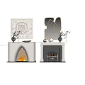 Modern and Classic Fireplaces Interior with Decorative Wall Art Mantel Decor Flames and Wood Logs