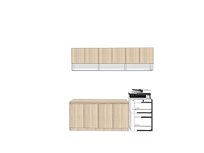 Modern Light Wood Storage Cabinet Shelves Wall Mounted And Floor Standing Combination 3d model