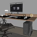 Modern desk and chair desk computer table and chair combination 3d model
