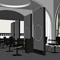 Hair Salon Arch Shaped Wall Minimalist Beauty Salon Scalp SPA Shop 3d model